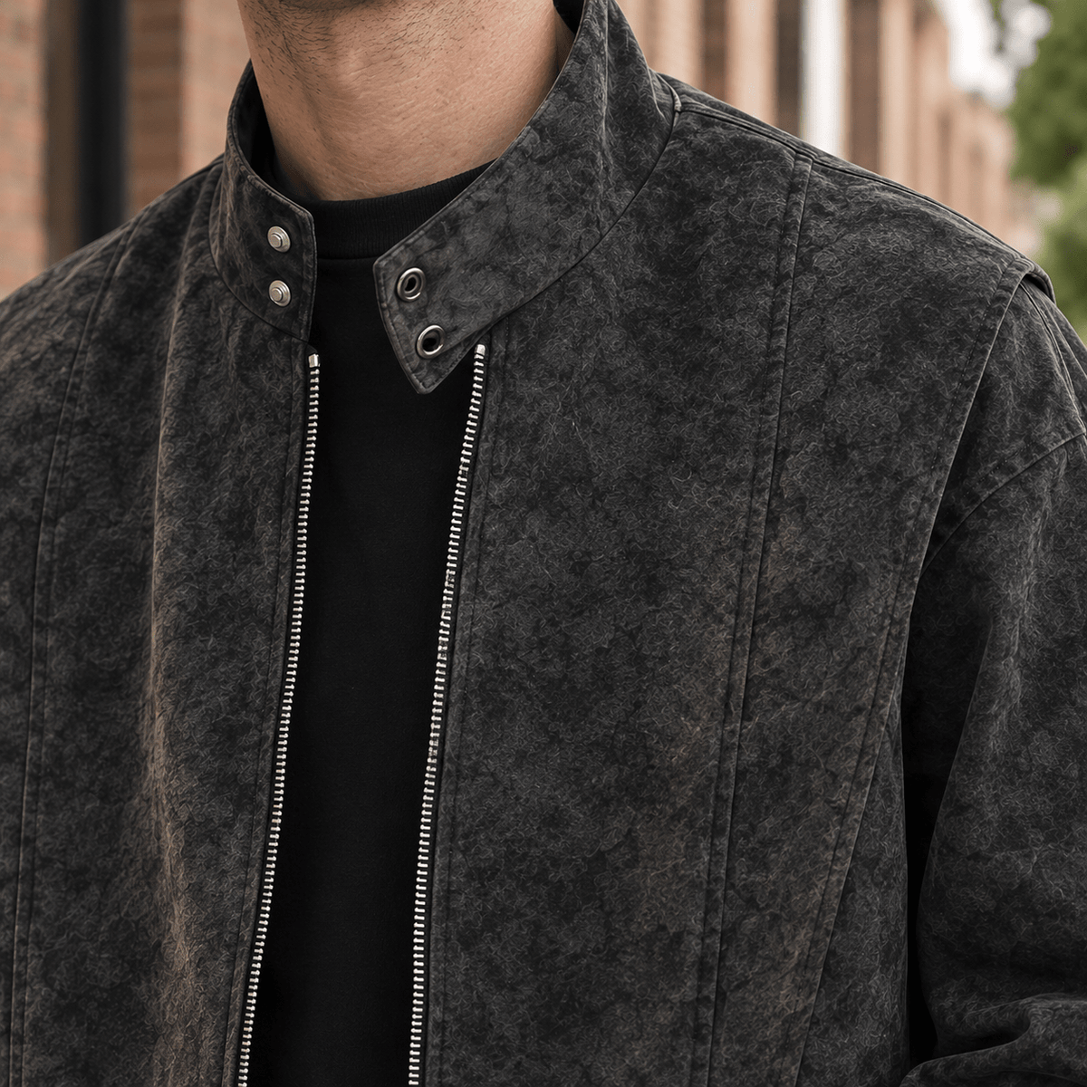 Stand Collar Relaxed Fit Woven Jacket - Harren Cole