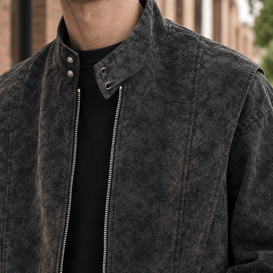 Stand Collar Relaxed Fit Woven Jacket - Harren Cole