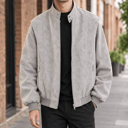 Stand Collar Relaxed Fit Woven Jacket - Harren Cole