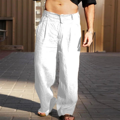 Wide Linen Blend Summer Pants - Harren Cole