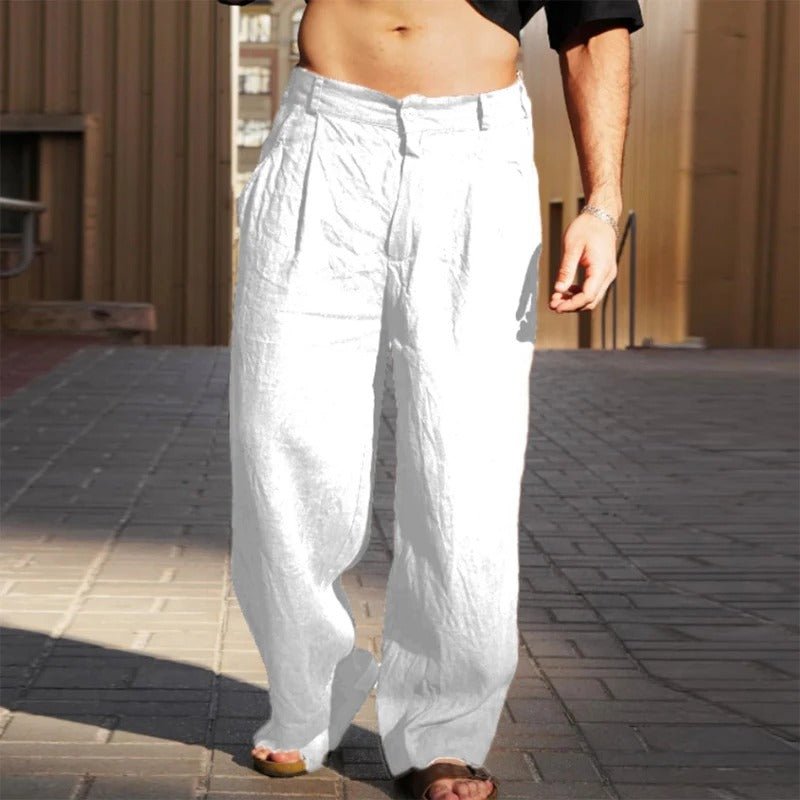 Wide Linen Blend Summer Pants - Harren Cole